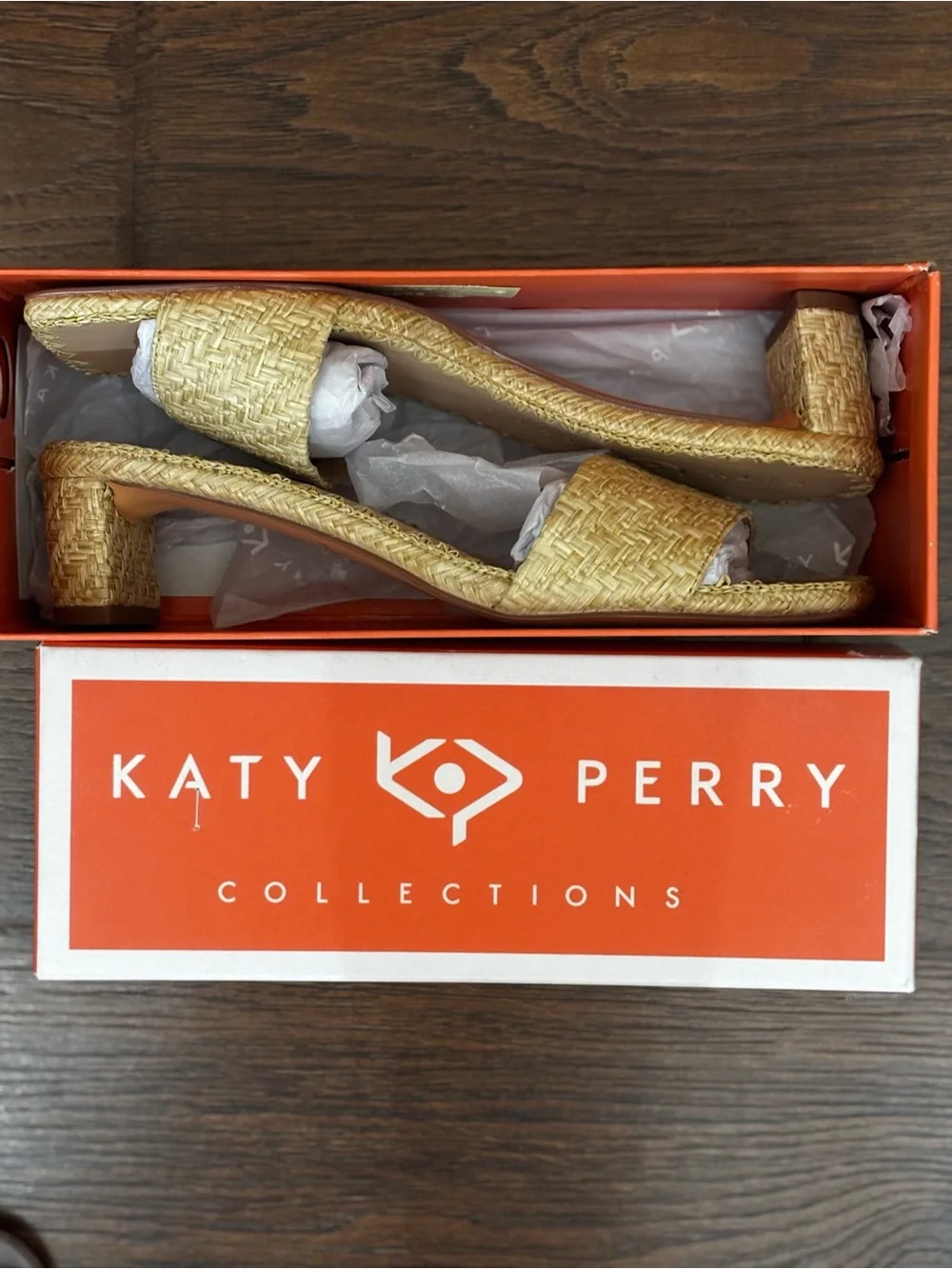 Katy Perry The Wandering Woven Raffia Slide Sandals Natural NIB Sz 8M